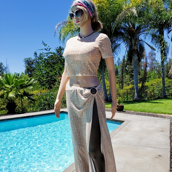 Nwt Printed Mesh Cover-Up Set KENDALL + KYLIE, sz Lg, nude leopard print - Picture 15 of 17